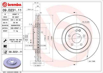 BREMBO DISC BRAKE ROTOR - 09D23111