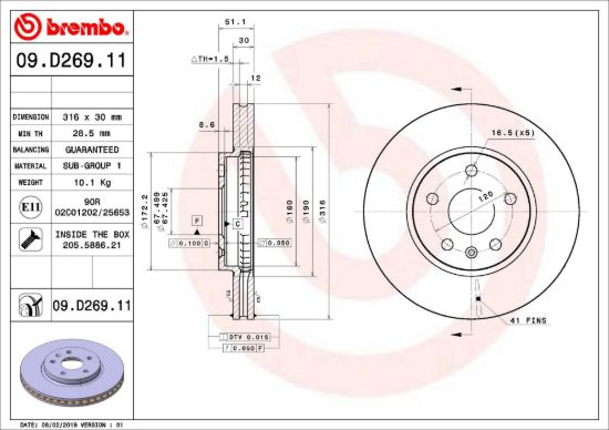 BREMBO DISC BRAKE ROTOR - 09D26911