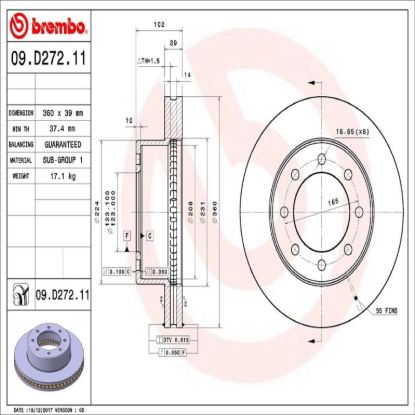BREMBO DISC BRAKE ROTOR - 09D27210