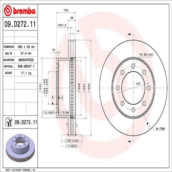 BREMBO DISC BRAKE ROTOR - 09D27210