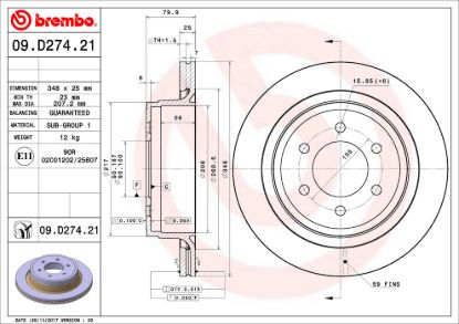 BREMBO DISC BRAKE ROTOR - 09D27421