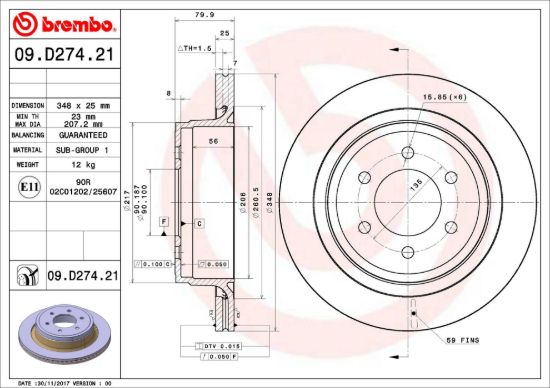 BREMBO DISC BRAKE ROTOR - 09D27421