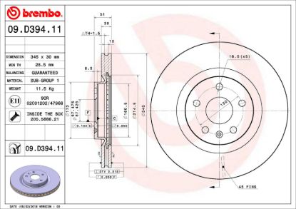 BREMBO DISC BRAKE ROTOR - 09D39411