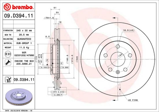 BREMBO DISC BRAKE ROTOR - 09D39411