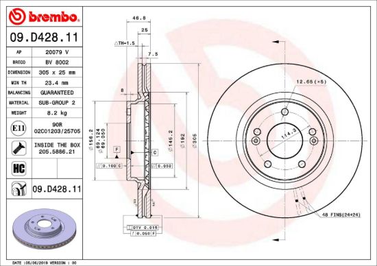 BREMBO DISC BRAKE ROTOR - 09D42811