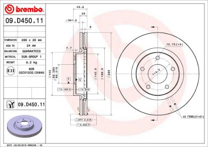 BREMBO DISC BRAKE ROTOR - 09D45011