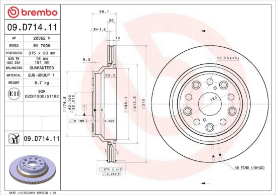 BREMBO BRAKE DISC - 09D71411