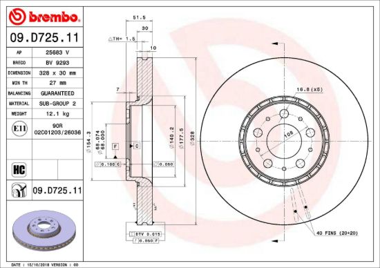 BREMBO DISC BRAKE ROTOR - 09D72511