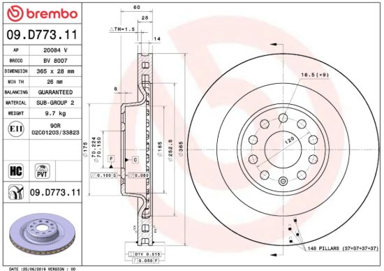 BREMBO BRAKE DISC - 09D77311