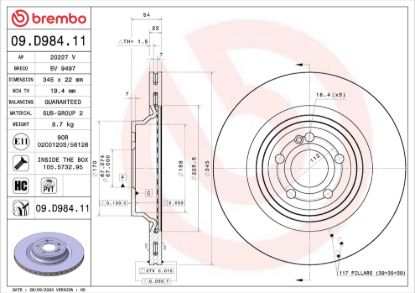 BREMBO BRAKE DISC - 09D98411