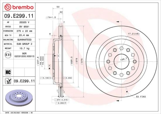 BREMBO BRAKE DISC - 09E29911