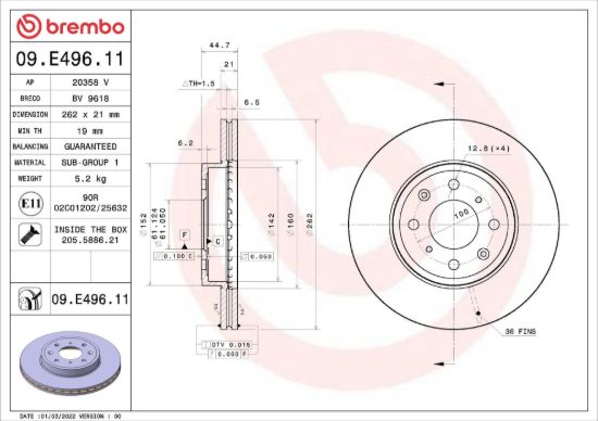 BREMBO BRAKE DISC - 09E49611
