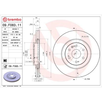 BREMBO DISCBRAKEROTOR VENTEDDISC - 09F08311