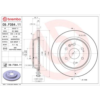 BREMBO DISCBRAKEROTOR VENTEDDISC - 09F08411