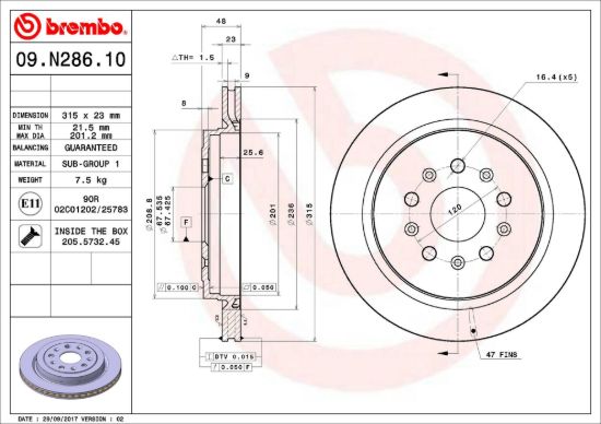 BREMBO DISC BRAKE ROTOR - 09N28611