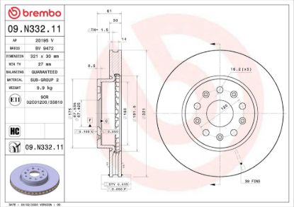 BREMBO BRAKE DISC - 09N33211