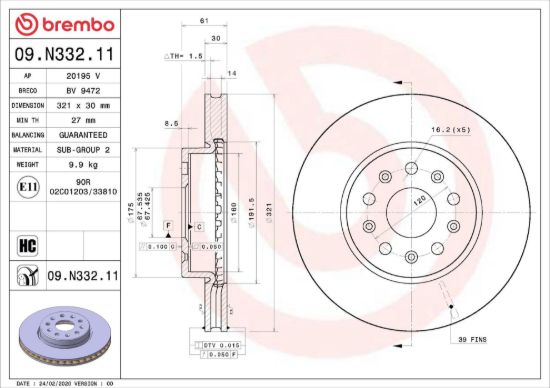 BREMBO BRAKE DISC - 09N33211