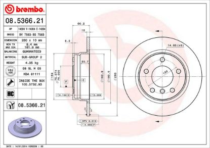 BREMBO DISC BRAKE ROTOR - 8536621