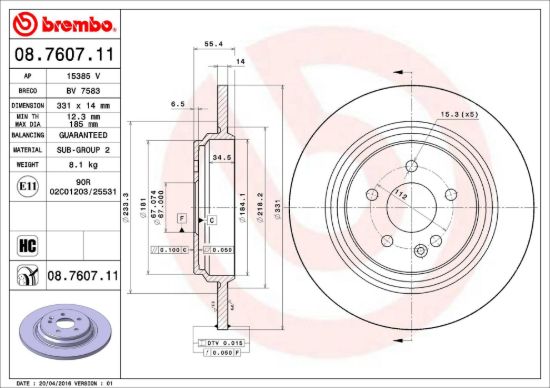 BREMBO DISC BRAKE ROTOR - 8760711