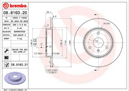 BREMBO DISC BRAKE ROTOR - 8816321