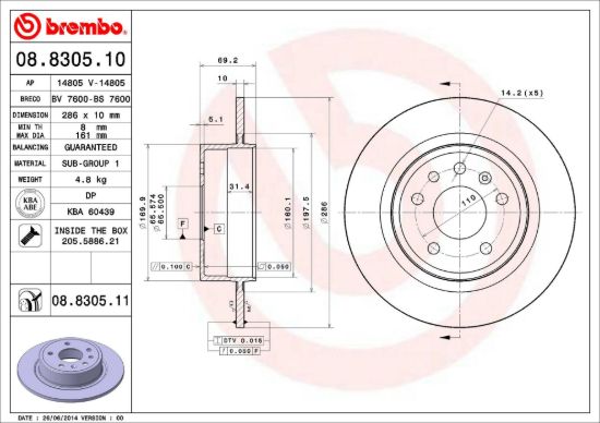 BREMBO DISC BRAKE ROTOR - 8830511