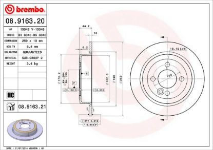 BREMBO DISC BRAKE ROTOR - 8916321