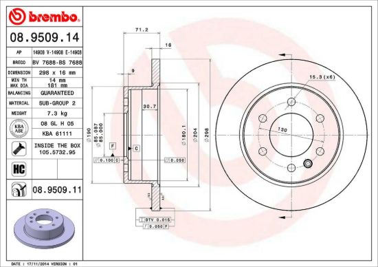 BREMBO DISC BRAKE ROTOR - 8950911