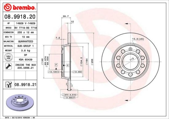 BREMBO DISC BRAKE ROTOR - 8991821