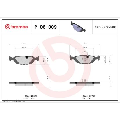 BREMBO DISC BRAKE PAD SET - P06009