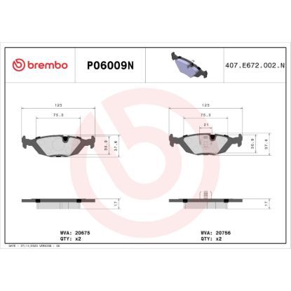 BREMBO DISC BRAKE PAD SET - P06009N