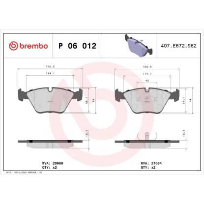 BREMBO DISC BRAKE PAD SET - P06012
