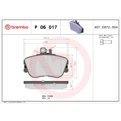 BREMBO DISC BRAKE PAD SET - P06017