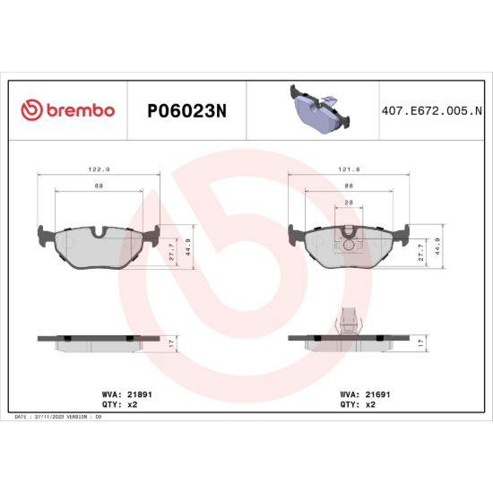 BREMBO DISC BRAKE PAD SET - P06023N