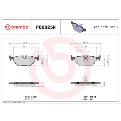 BREMBO DISC BRAKE PAD SET - P06025N