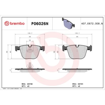 BREMBO DISC BRAKE PAD SET - P06026N