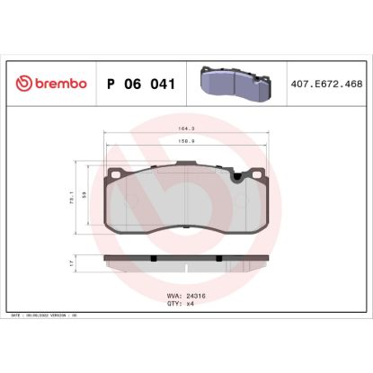 BREMBO DISC BRAKE PAD SET - P06041