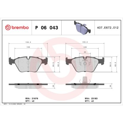 BREMBO DISC BRAKE PAD SET - P06043