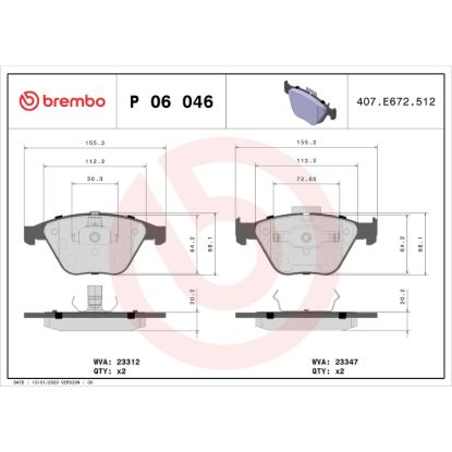 BREMBO DISC BRAKE PAD SET - P06046