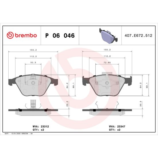 BREMBO DISC BRAKE PAD SET - P06046