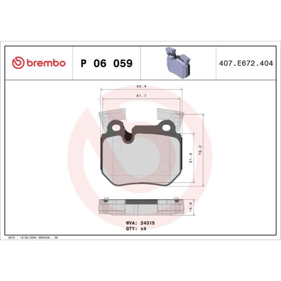 BREMBO DISC BRAKE PAD SET - P06059