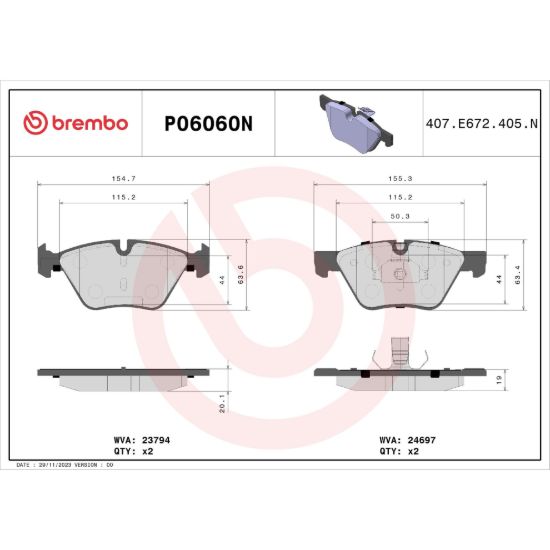 BREMBO DISC BRAKE PAD SET - P06060N