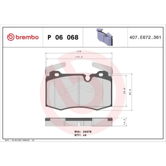 BREMBO DISC BRAKE PAD SET - P06068