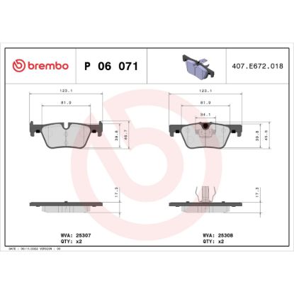 BREMBO DISC BRAKE PAD SET - P06071