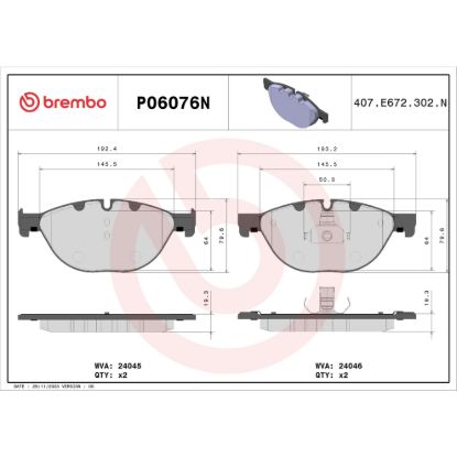 BREMBO DISC BRAKE PAD SET - P06076N
