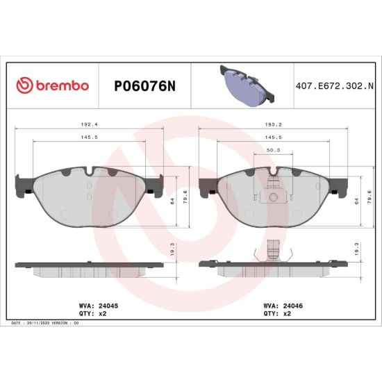 BREMBO DISC BRAKE PAD SET - P06076N