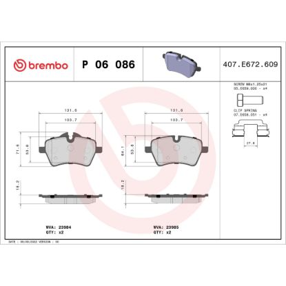 BREMBO DISC BRAKE PAD SET - P06086