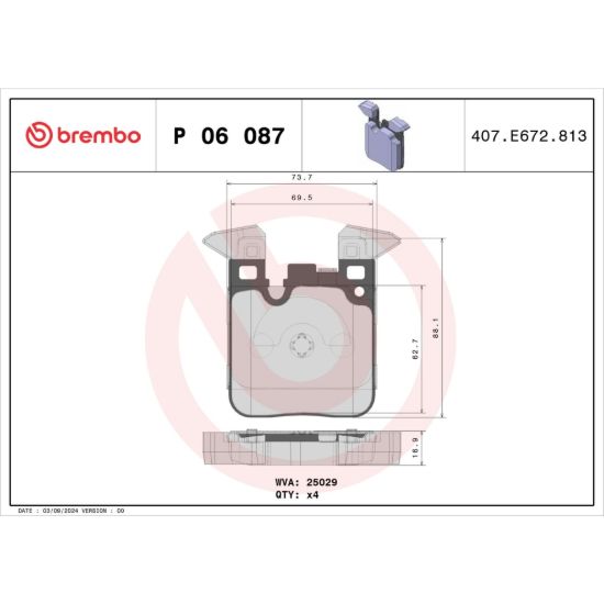 BREMBO DISC BRAKE PAD SET - P06087