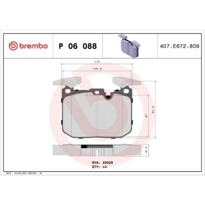BREMBO DISC BRAKE PAD SET - P06088
