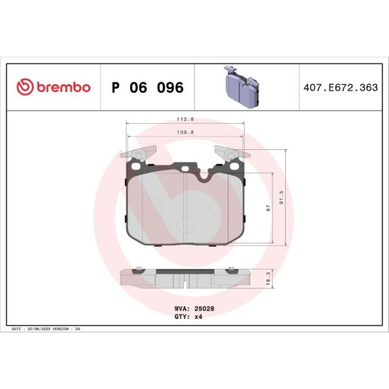 BREMBO DISC BRAKE PAD SET - P06096