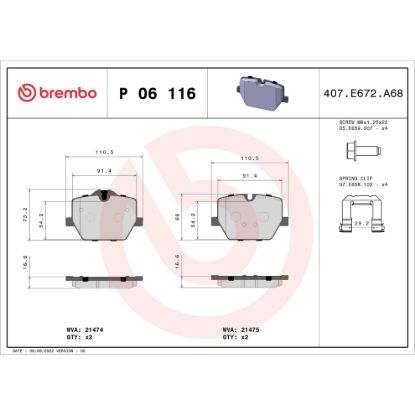 BREMBO BRAKE PAD - P06116